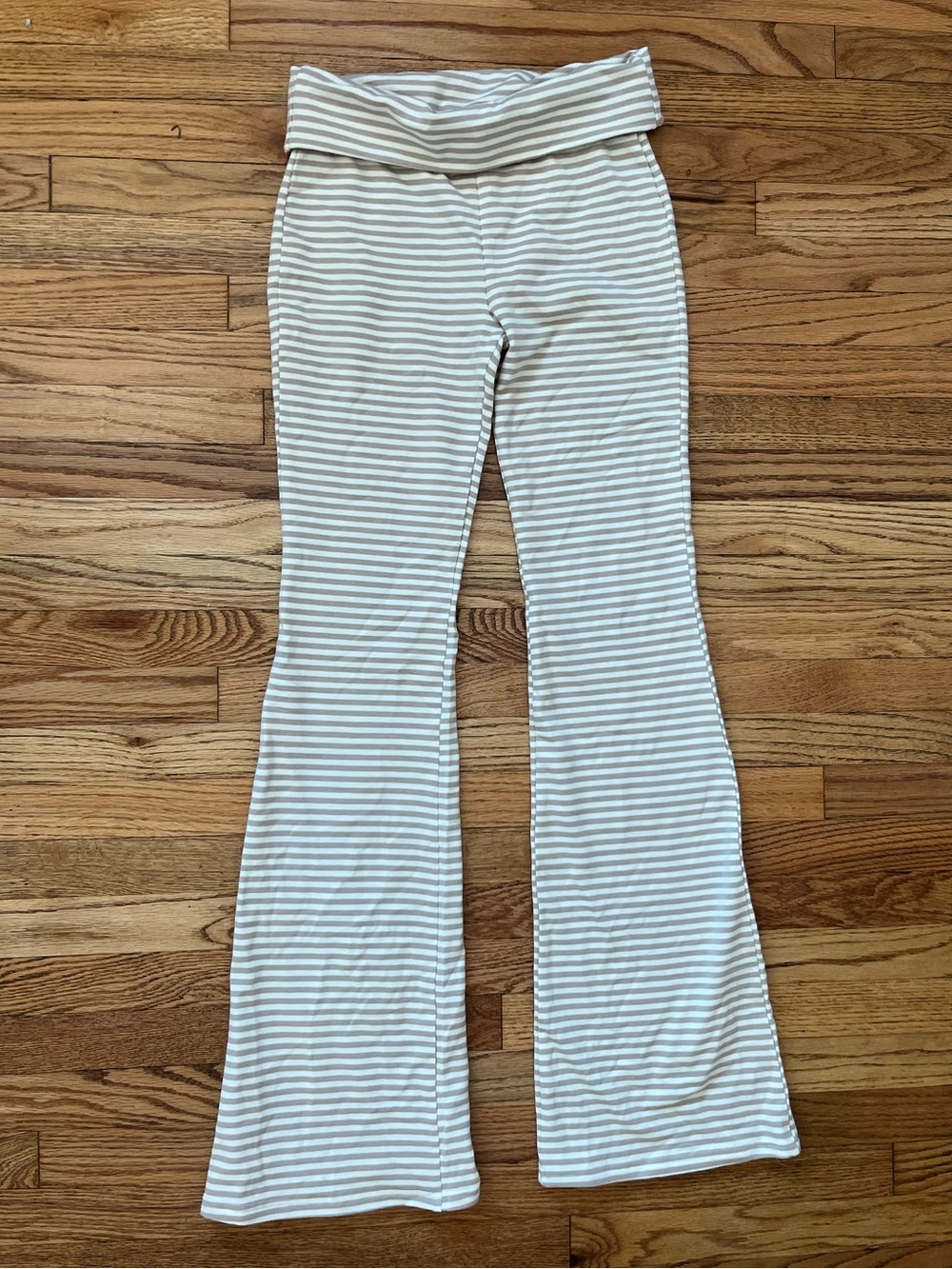Edikted Flared Lounge Pants - Cream & Light Gray Stripes NWT Sz XS